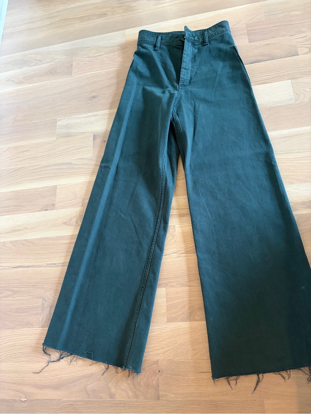 Zara Wide-Leg Chinos in Deep Green